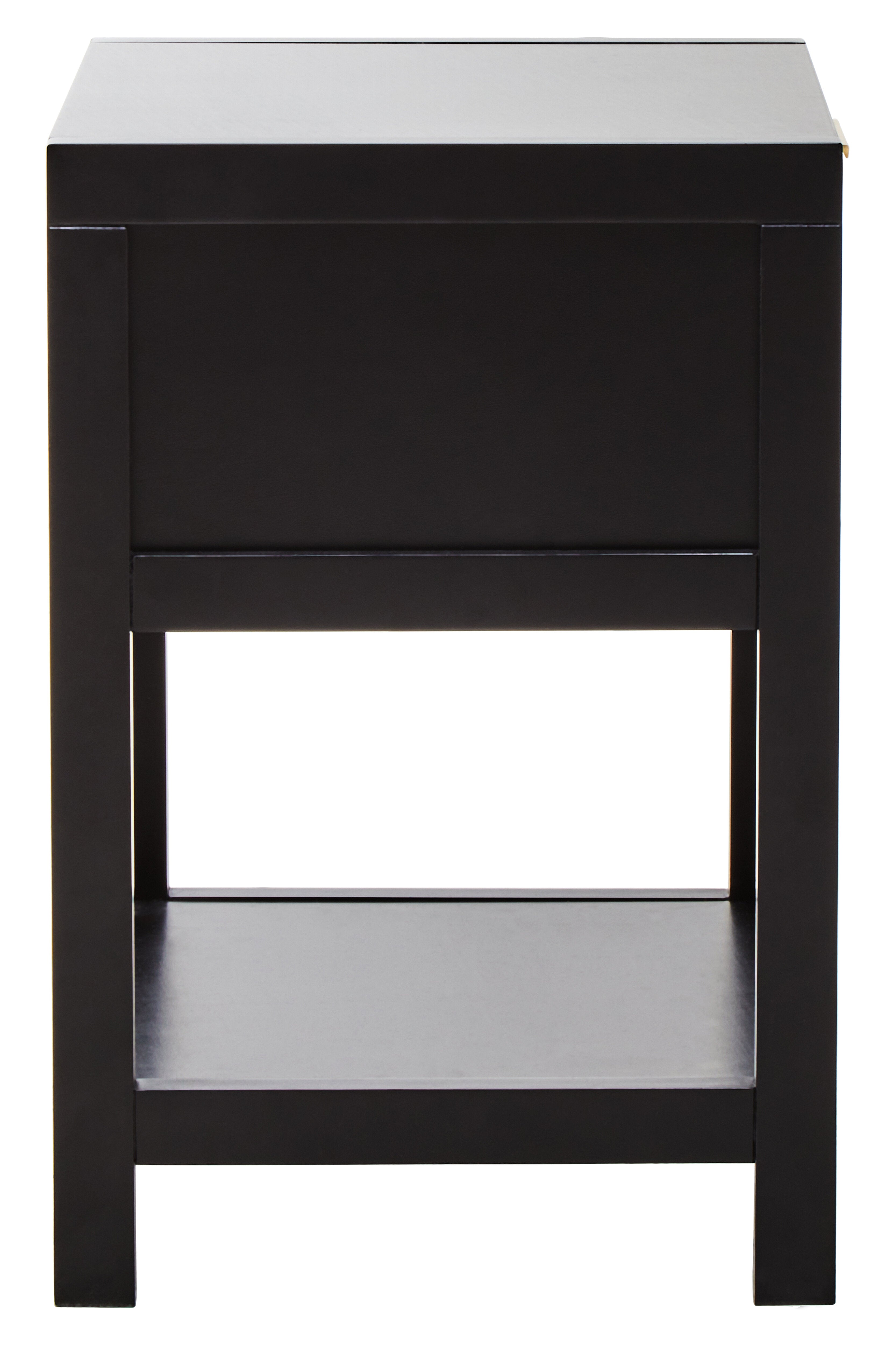 Burwood Black Wood & Rattan Bedside Table | 1 Drawer